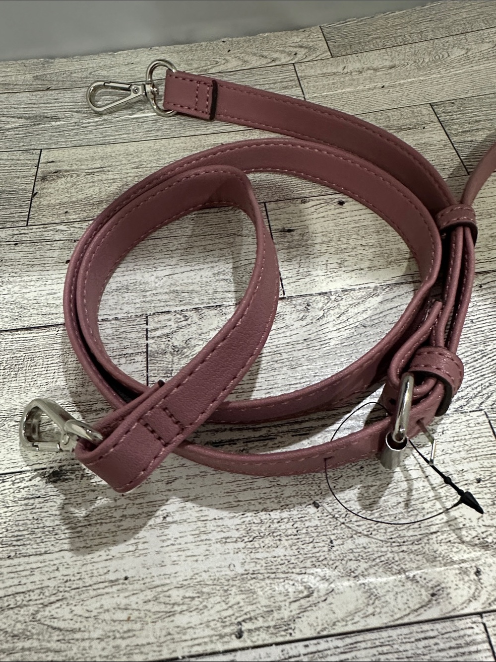 Source Unknown Dusty Rose Leather Crossbody Strap with Silver Hardware